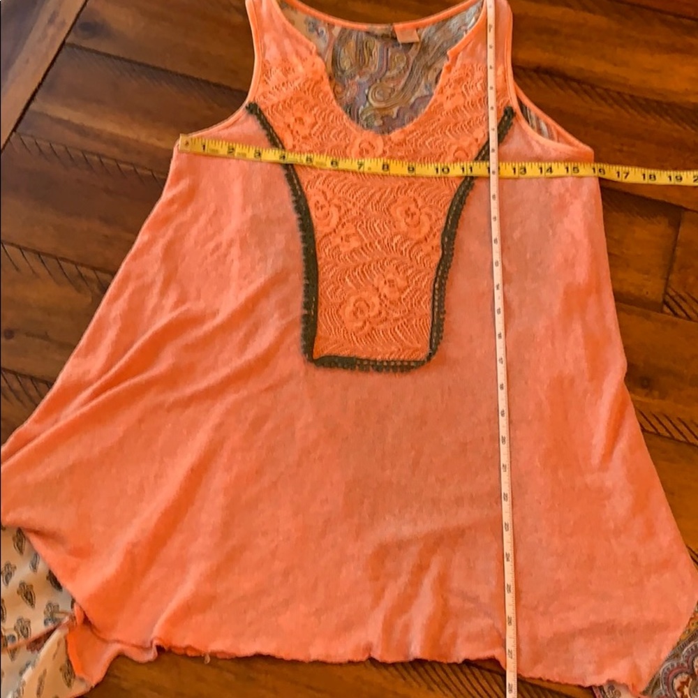 BKE Crochet Floral Paisley Boho Coral Tank XS - Picture 8 of 8